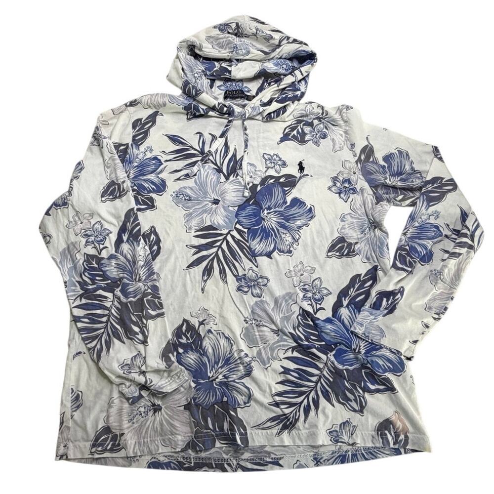POLO RALPH LAUREN Hoodie Men's Blue Floral Vintage Hibiscus Size L
